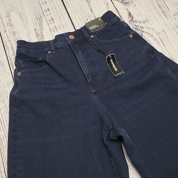 Express Women's Size 2 Balloon Leg Super High Rise Dark Wash Chic Denim Jeans - Picture 2 of 7